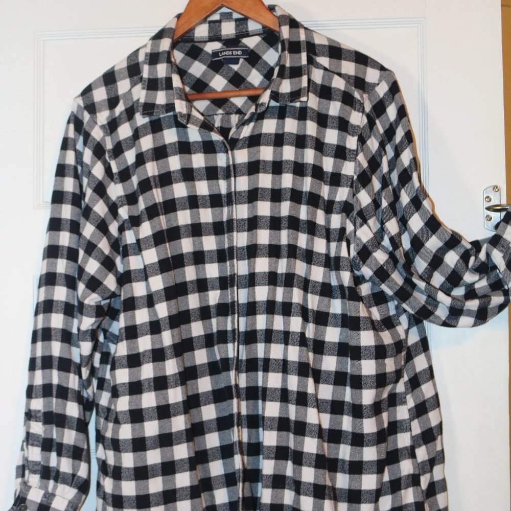 Black and White Flannel Button-Down